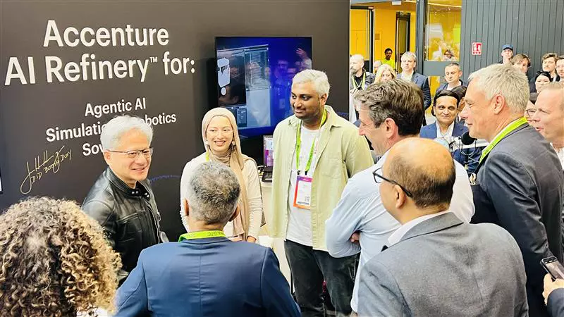 Jensen Huang at the Accenture booth.